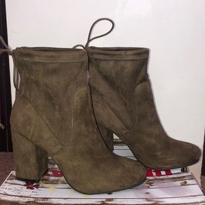 Suede olive green booties